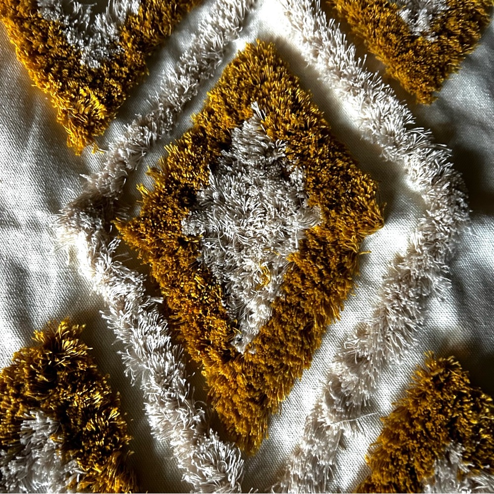 Two decorative pillow covers yellow cream boho style good condition - Picture 3 of 5